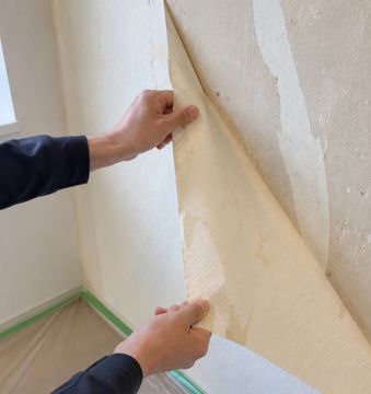 既存クロスの剥がし作業